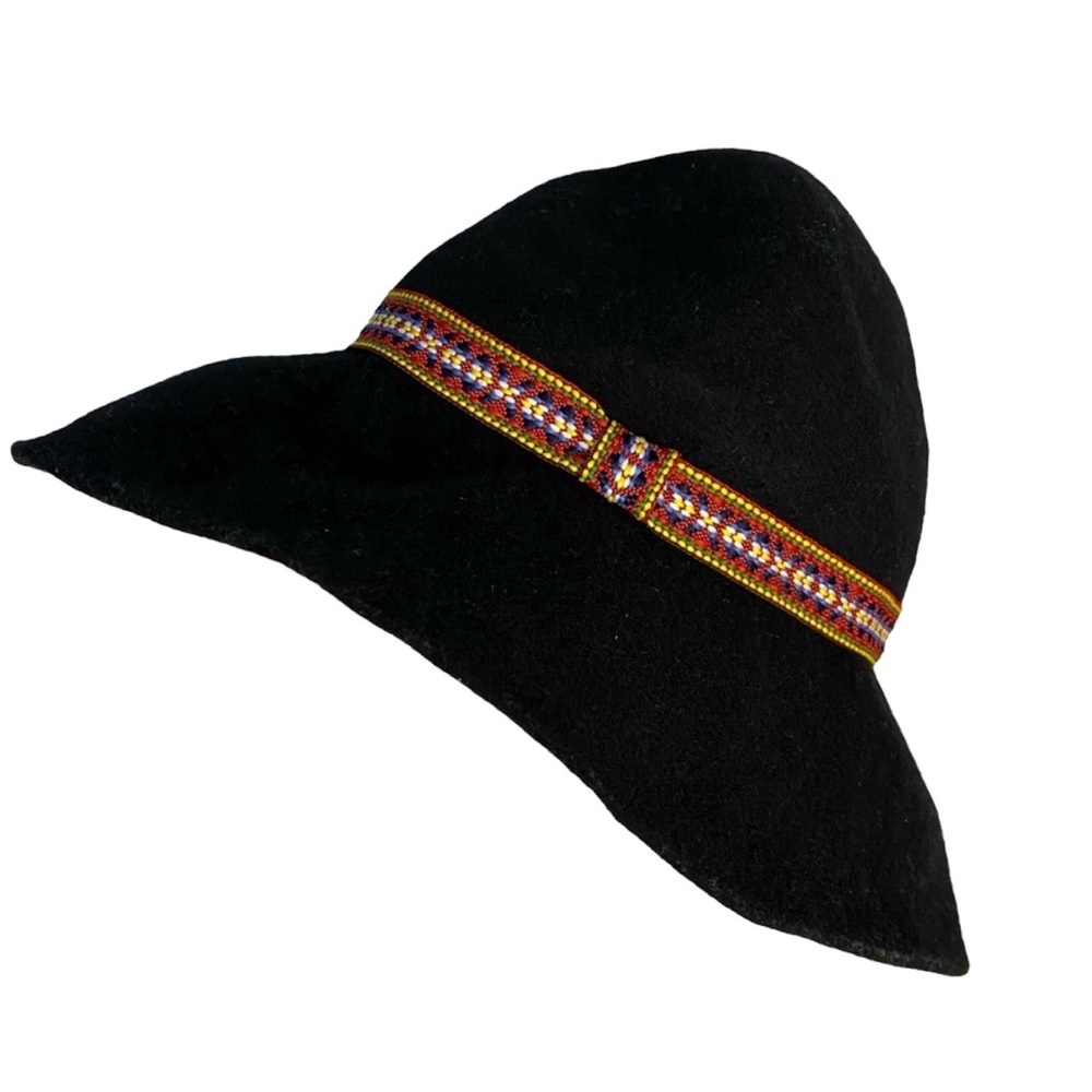 World Market Black 100% Wool Floppy Hat